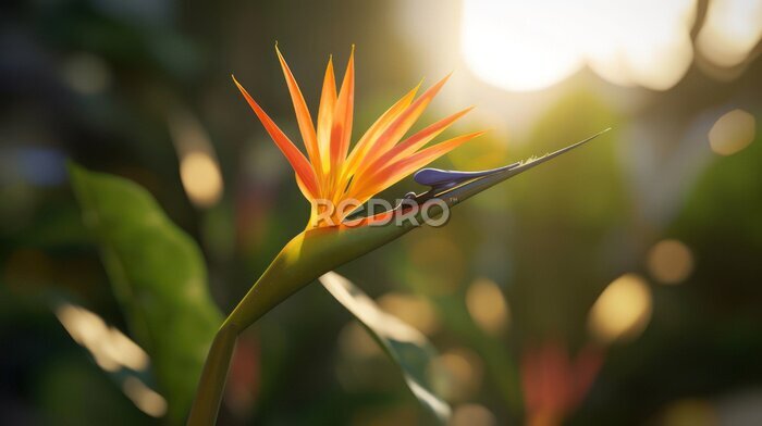 Papier peint  strelitzia flower close up, generative ai