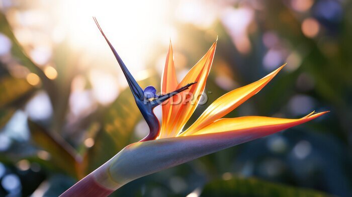 Papier peint  strelitzia flower close up, generative ai