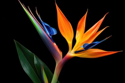 Papier peint  Strelitzia Flower Isolated On Black, Capturing Its Vibrant Colors