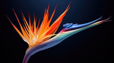 Papier peint  Strelitzia flower on a black background. Bird of paradise flower.