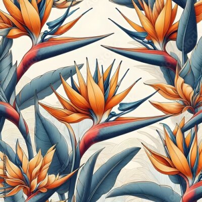 Papier peint  Strelitzia flower pattern design