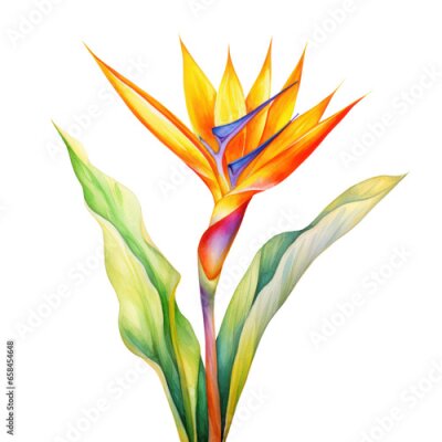 Papier peint  Strelitzia flower watercolor object isolated png.