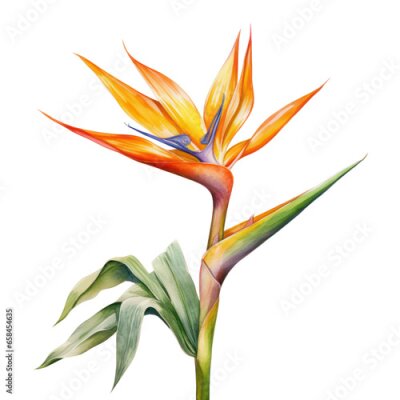 Papier peint  Strelitzia flower watercolor object isolated png.