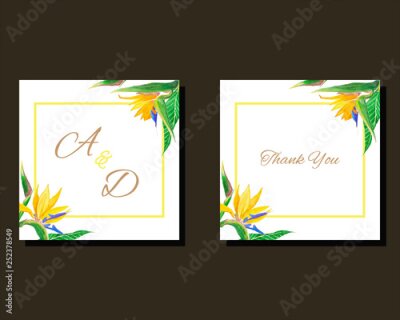 Papier peint  Strelitzia Flower Wedding Souvenir Card Watercolor Style