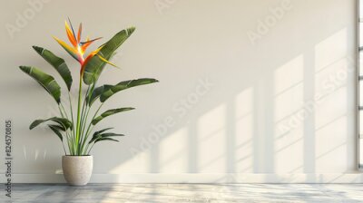 Papier peint  Strelitzia, flower with empty copy space, solid background
