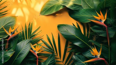 Papier peint  Strelitzia, flower with empty copy space, solid background