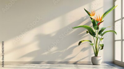 Papier peint  Strelitzia, flower with empty copy space, solid background