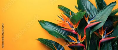 Papier peint  Strelitzia, flower with empty copy space, solid background