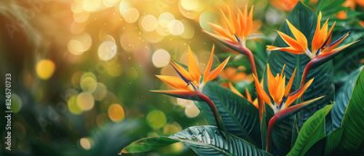 Papier peint  Strelitzia, flower with empty copy space, solid background