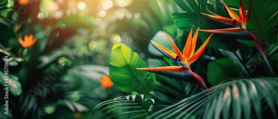 Papier peint  Strelitzia, flower with empty copy space, solid background