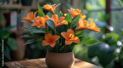 Papier peint  Strelitzia flowers, resembling birds in flight, bring a touch of the exotic to any garden or floral arrangement. 
