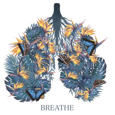Papier peint  Strelitzia flowers. Summer bouquet. Lungs art. Just breathe.