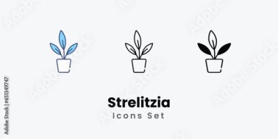Papier peint  Strelitzia icons set plant icon indoor plant nature green plant stock illustration