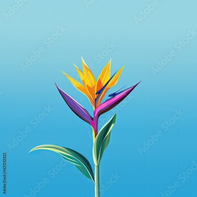 Papier peint  Strelitzia in vibrant purplish digital illustration style