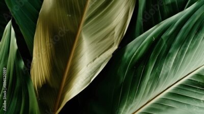 Papier peint  Strelitzia leaf moody background. Bird of paradise plant.