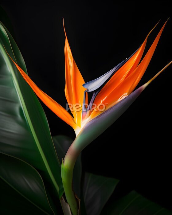 Papier peint  Strelitzia on black