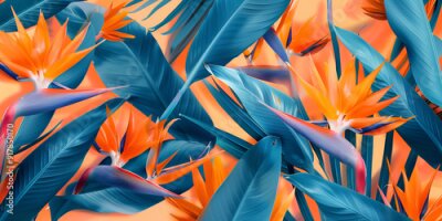 Papier peint  Strelitzia or Bird of Paradise flowers background
