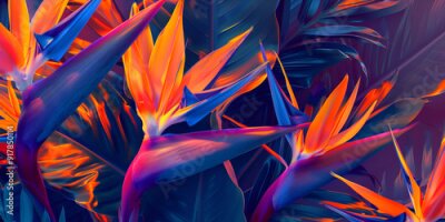 Papier peint  Strelitzia or Bird of Paradise flowers background