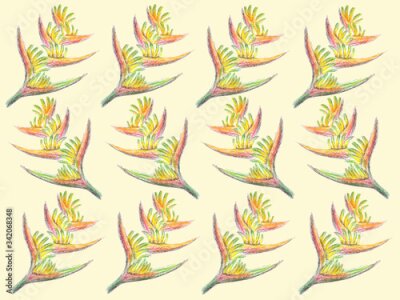 Papier peint  strelitzia pastel drawing on a yellow background