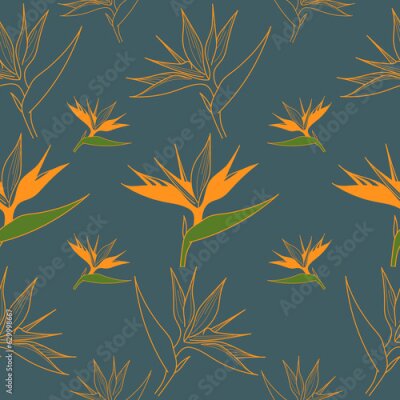 Papier peint  strelitzia pattern