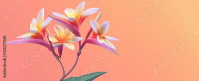 Papier peint  Strelitzia plumeria flower on orange gradient background, banner with copy space. Greeting cards, wedding invitation.