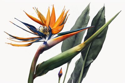 Papier peint  Strelitzia reginae. beautiful bird of paradise flower.