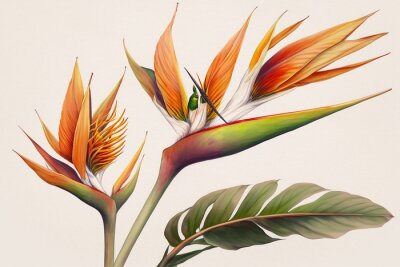 Papier peint  Strelitzia reginae. beautiful bird of paradise flower.