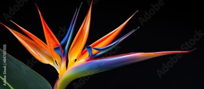 Papier peint  strelitzia reginae bird of paradise beautiful and exotic flower very colorful. Creative banner. Copyspace image