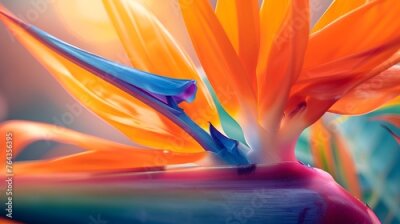 Papier peint  Strelitzia reginae. Blooming flower of the plant strelitzia close up in the detail
