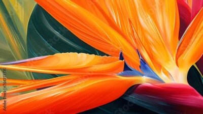 Papier peint  Strelitzia reginae. Blooming flower of the plant strelitzia close up in the detail
