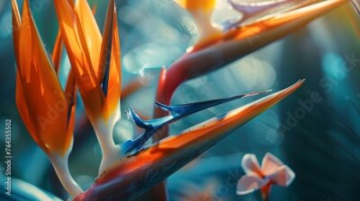 Papier peint  Strelitzia reginae. Blooming flower of the plant strelitzia close up in the detail
