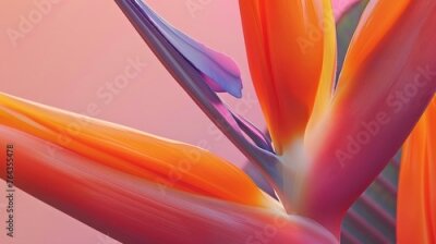 Papier peint  Strelitzia reginae. Blooming flower of the plant strelitzia close up in the detail