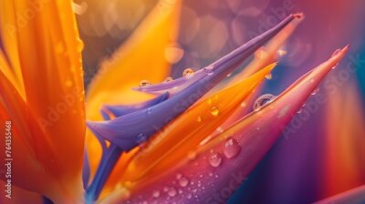 Papier peint  Strelitzia reginae. Blooming flower of the plant strelitzia close up in the detail
