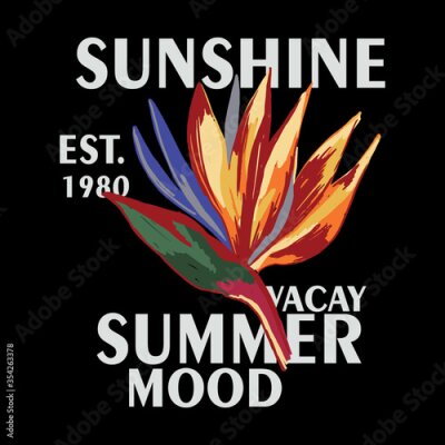 Papier peint  Strelitzia reginae crane flower t shirt placement print.