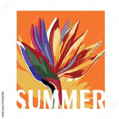 Papier peint  Strelitzia reginae crane flower t shirt placement print.