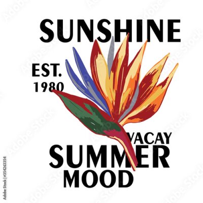 Papier peint  Strelitzia reginae crane flower t shirt placement print.