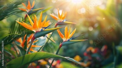 Papier peint  Strelitzia reginae, Heliconia, Tropical leaf, Bird of paradise foliage