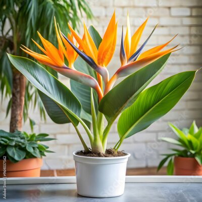 Papier peint  strelitzia reginae in flowerpot