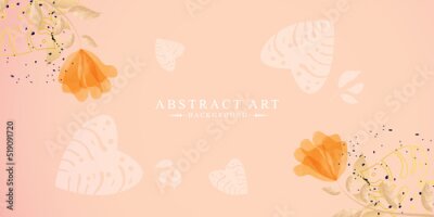 Papier peint  Summer tropical background with Strelitzia flowers and tropical leaves. Boho foliage botanical tropical leaves and floral pattern design for summer sale banner , wall art, prints and fabrics.