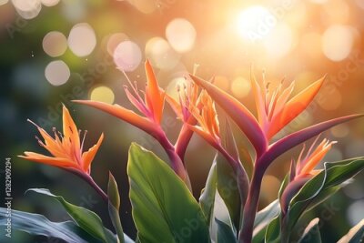 Papier peint  Sunrise Strelitzia Flowers in Garden