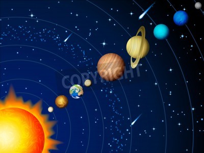 Papier peint  Système solaire, comètes et étoiles