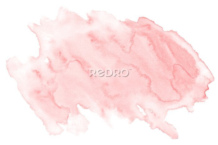 Papier peint  Tache de lavage isolé aquarelle dessiné à la main rouge, rose clair sur fond blanc pour le texte, le design. Texture abstraite faite au pinceau pour la bannière, étiquette.