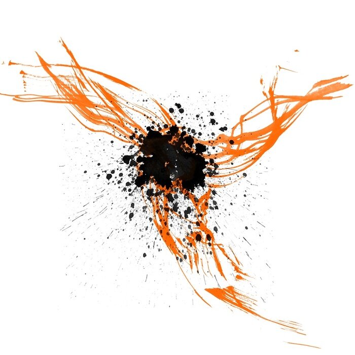 Papier peint  TACHE NOIR ORANGE LIGNES