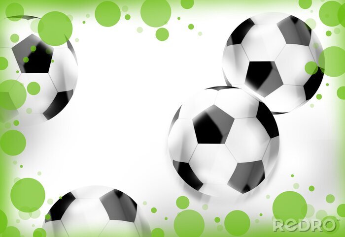 Papier peint  Taches vertes et ballons de foot