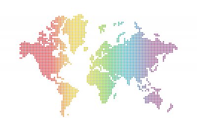 Papier peint  tacheté rainbow carte du monde
