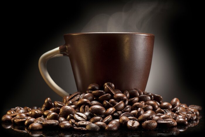 Papier peint  Tasse à café et grains