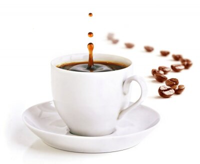 Tasse à café sur un fond blanc