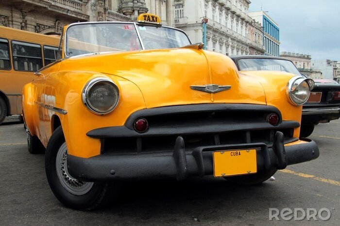 Papier peint  Taxi cubain jaune