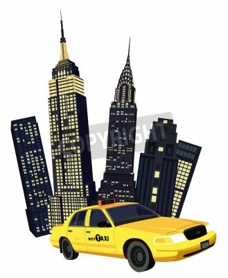 Taxi et gratte-ciels image abstraite