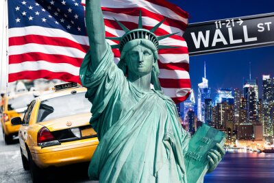 Taxi new-yorkais et statue de la liberté